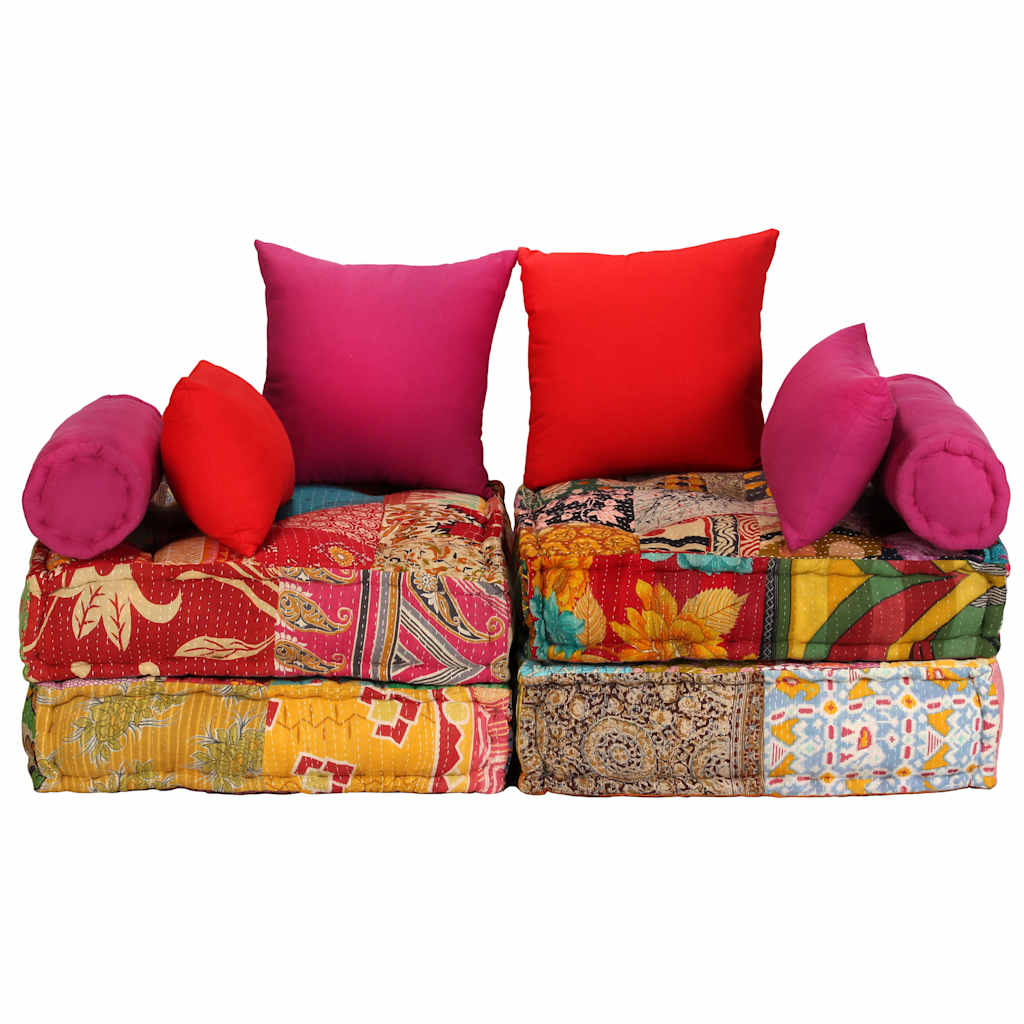 Patchwork Modulsofa - Vielseitiger Sitzpouf - Weiche Polsterung - 140x70x85 cm