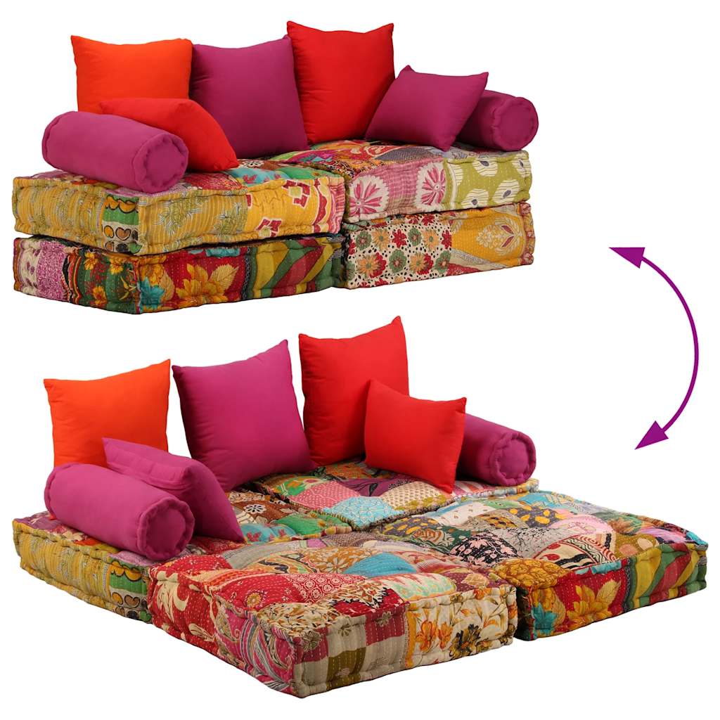 Patchwork Modulsofa - Vielseitiger Sitzpouf - Weiche Polsterung - 140x70x85 cm