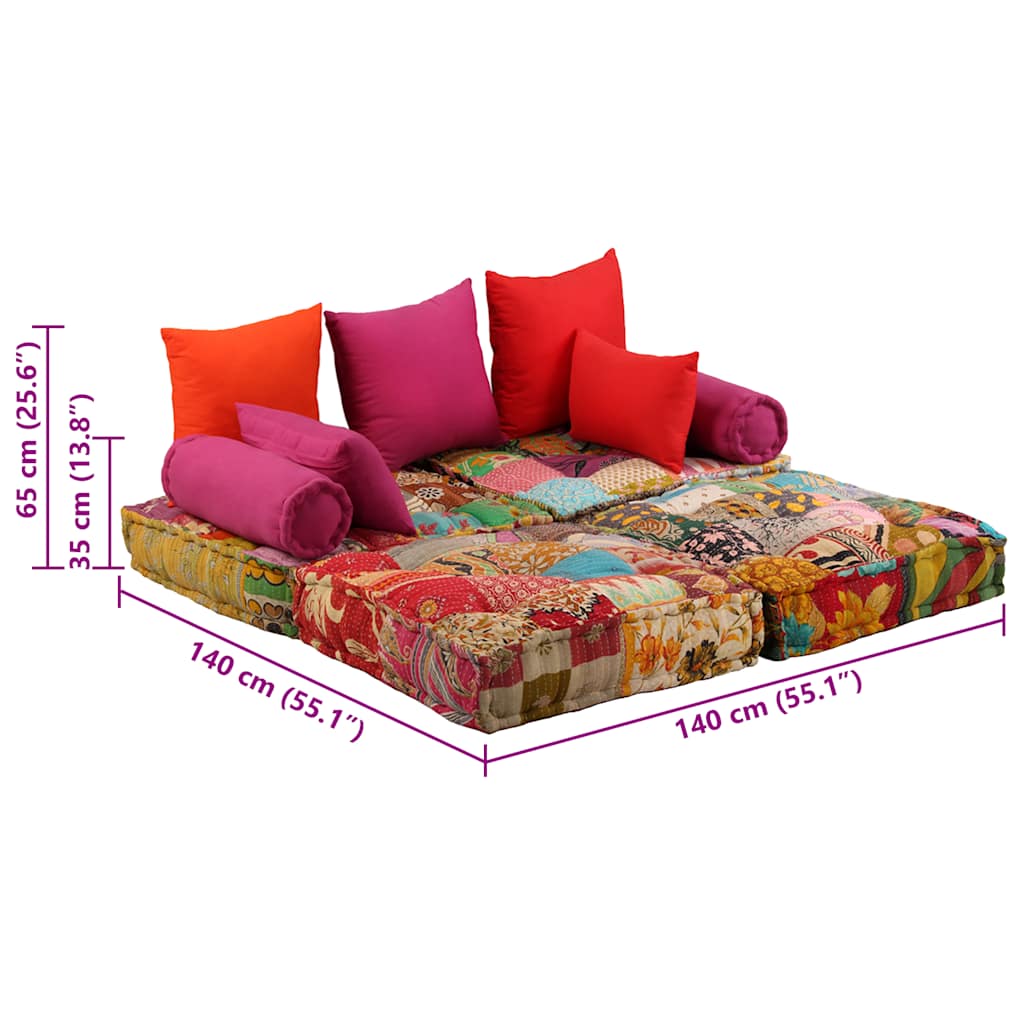 Patchwork Modulsofa - Vielseitiger Sitzpouf - Weiche Polsterung - 140x70x85 cm