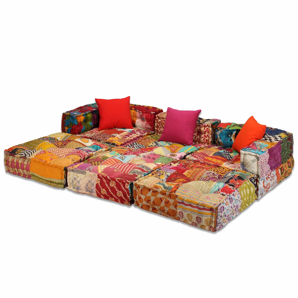 Sitzpouf Modulsofa - Patchwork Design - Weiches Sofabett - Wohnen - 200x70x58 cm