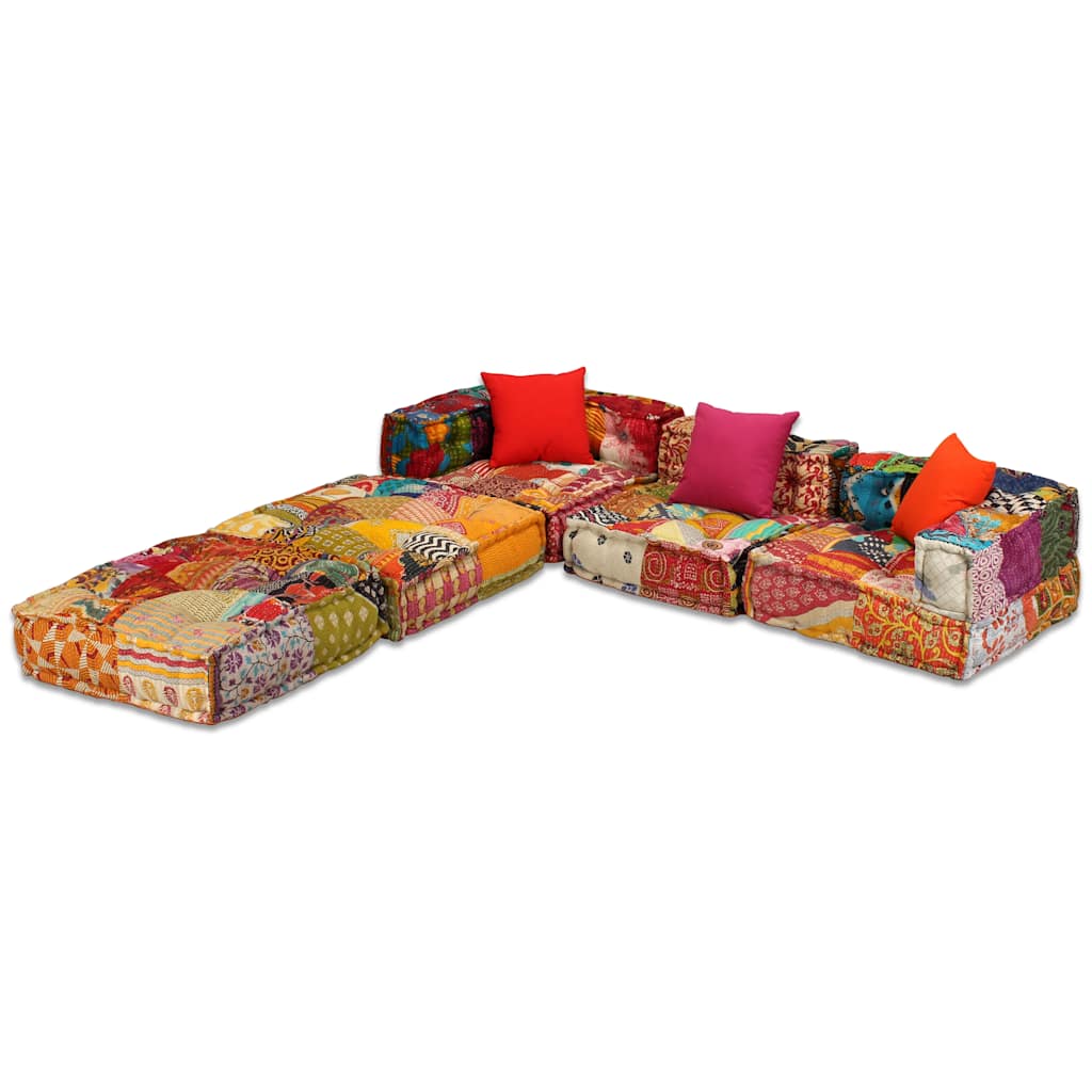 Sitzpouf Modulsofa - Patchwork Design - Weiches Sofabett - Wohnen - 200x70x58 cm