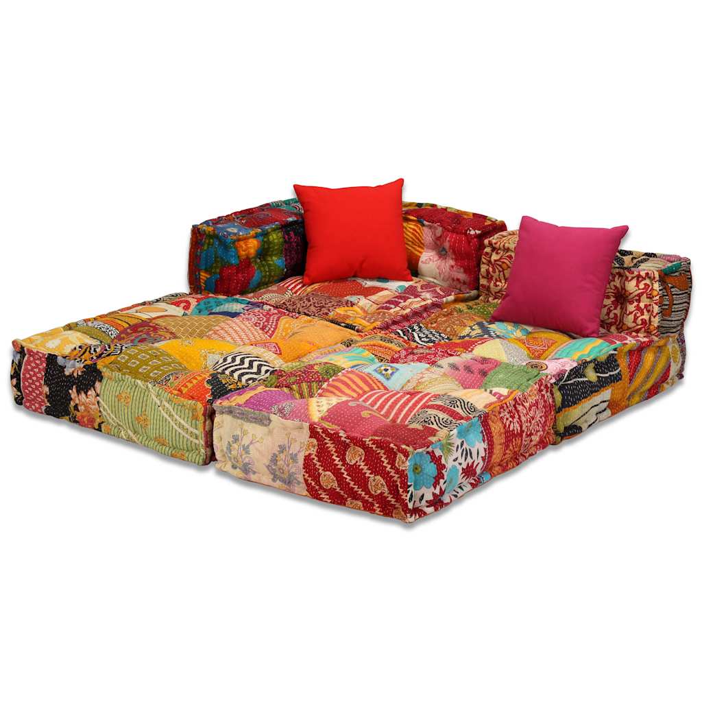 Sitzpouf Modulsofa - Patchwork Design - Weiches Sofabett - Wohnen - 200x70x58 cm