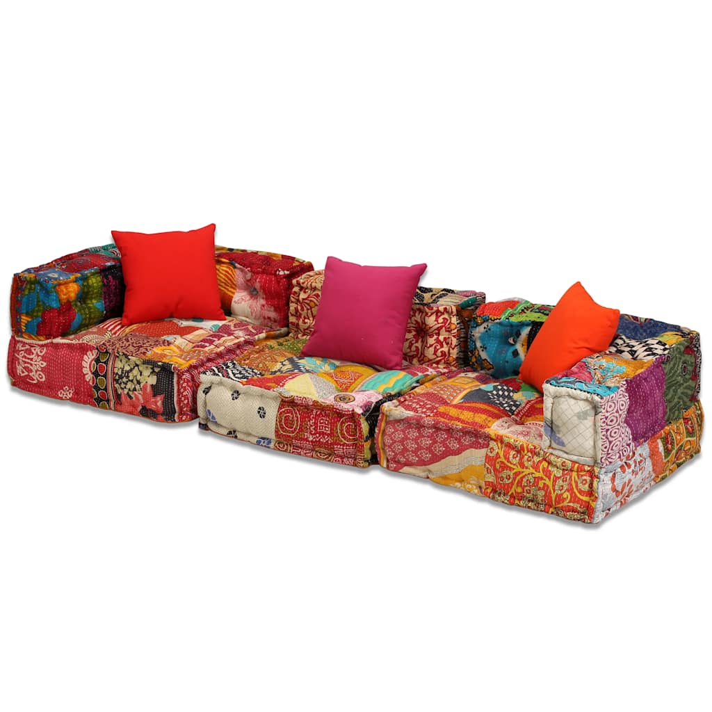 Sitzpouf Modulsofa - Patchwork Design - Weiches Sofabett - Wohnen - 200x70x58 cm