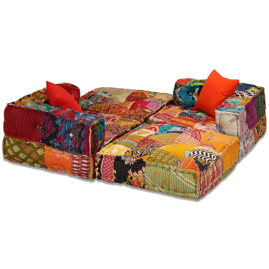 Sitzpouf Modulsofa - Patchwork Design - Weiches Sofabett - Wohnen - 200x70x58 cm