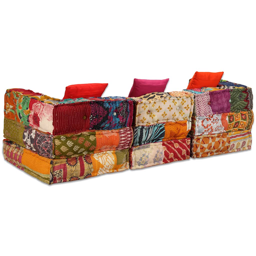 Sitzpouf Modulsofa - Patchwork Design - Weiches Sofabett - Wohnen - 200x70x58 cm