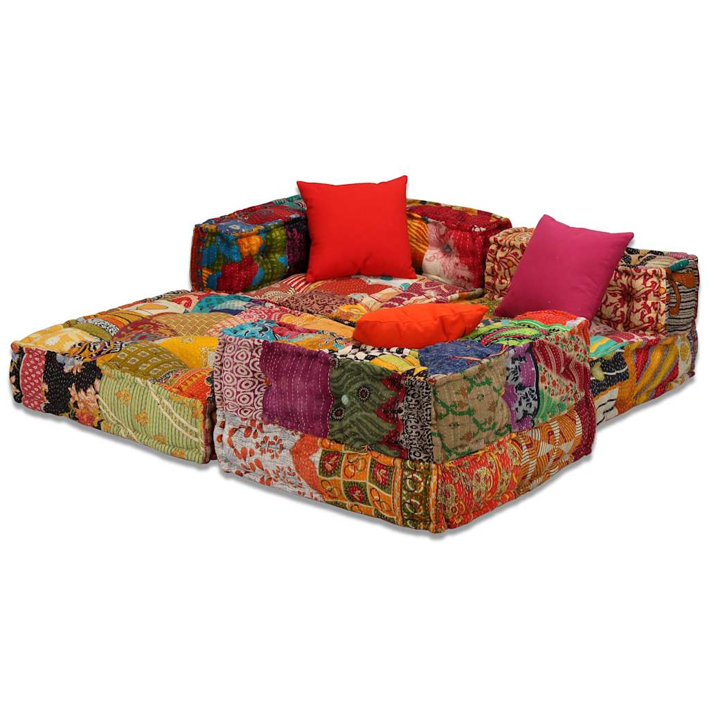 Sitzpouf Modulsofa - Patchwork Design - Weiches Sofabett - Wohnen - 200x70x58 cm