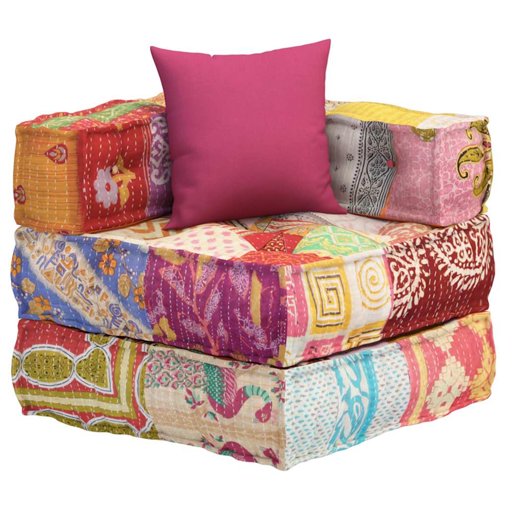 equemer Patchwork Hocker - Patchwork Pouf - Sitzkissen - Pouf - 70x70x56 cm