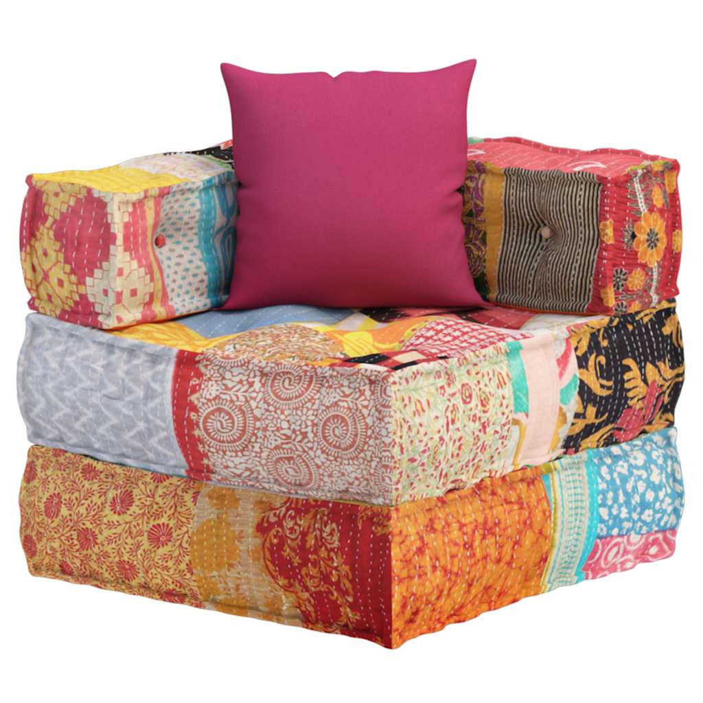 equemer Patchwork Hocker - Patchwork Pouf - Sitzkissen - Pouf - 70x70x56 cm