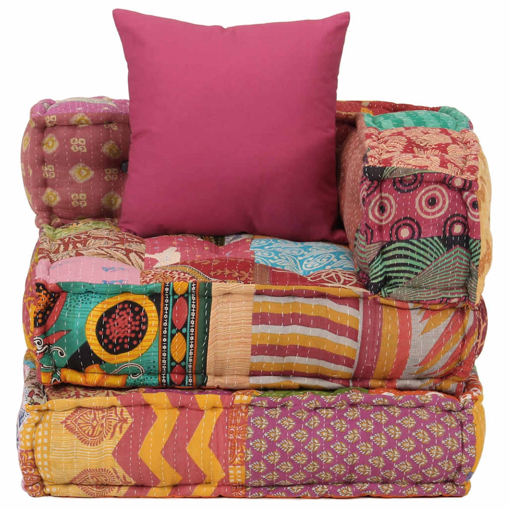 equemer Patchwork Hocker - Patchwork Pouf - Sitzkissen - Pouf - 70x70x56 cm