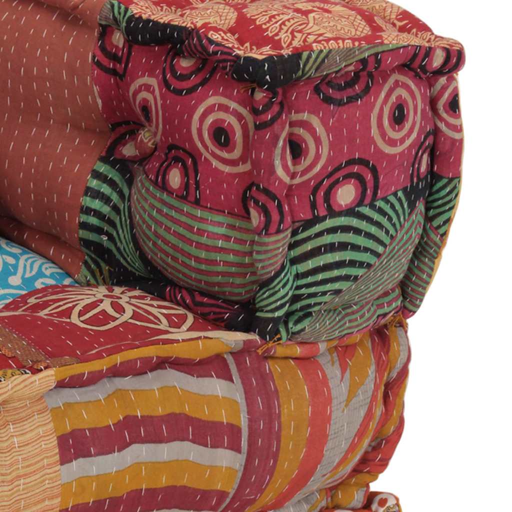 equemer Patchwork Hocker - Patchwork Pouf - Sitzkissen - Pouf - 70x70x56 cm