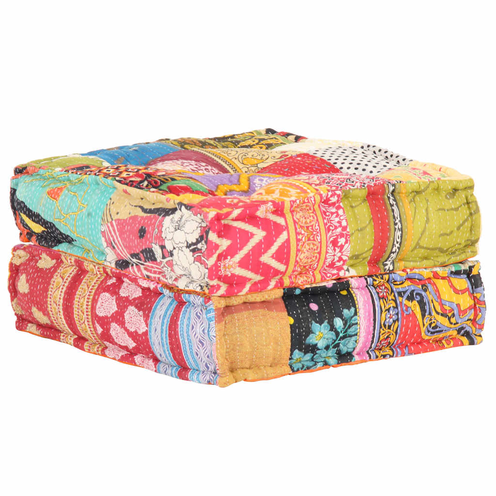 Patchwork Sitzpouf - Weiches Bodenkissen - Sitzkissen - Sitzpuff - 60x70x36 cm