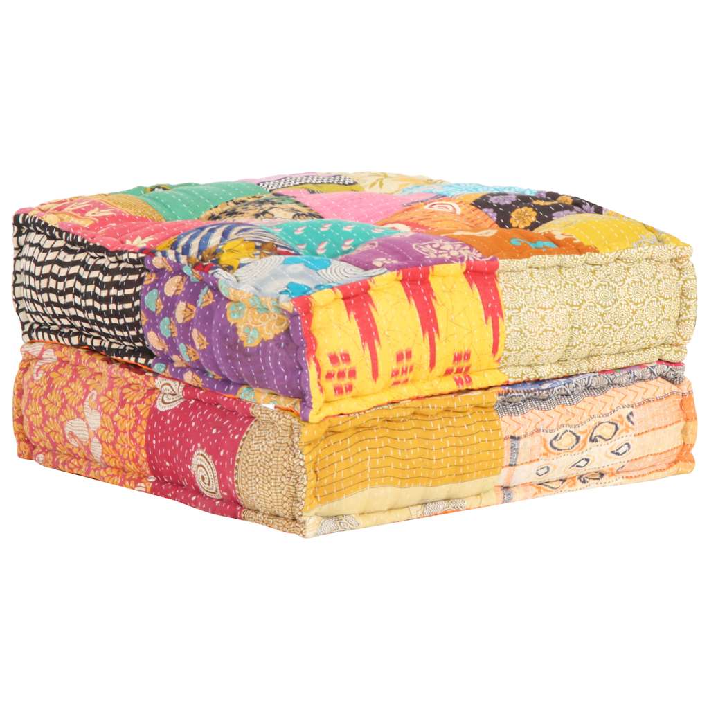Patchwork Sitzpouf - Weiches Bodenkissen - Sitzkissen - Sitzpuff - 60x70x36 cm