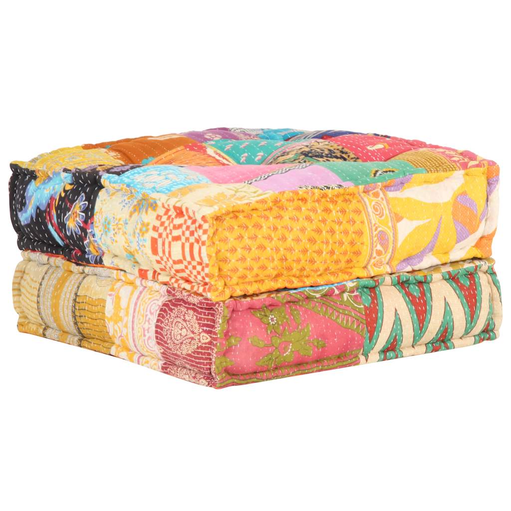 Patchwork Sitzpouf - Weiches Bodenkissen - Sitzkissen - Sitzpuff - 60x70x36 cm
