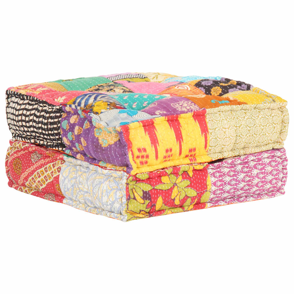 Patchwork Sitzpouf - Weiches Bodenkissen - Sitzkissen - Sitzpuff - 60x70x36 cm
