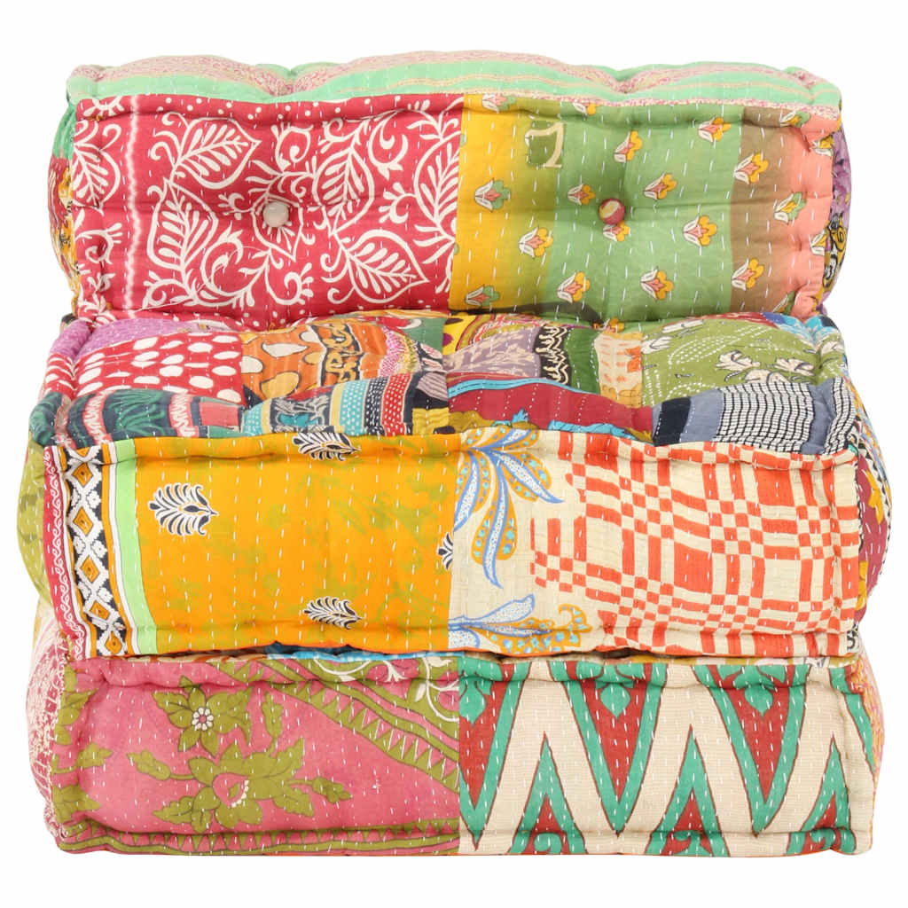 Patchwork Sitzhocker - Modularer Pouf - Sitzpolster - Sitzpouf - 57x67x51 cm