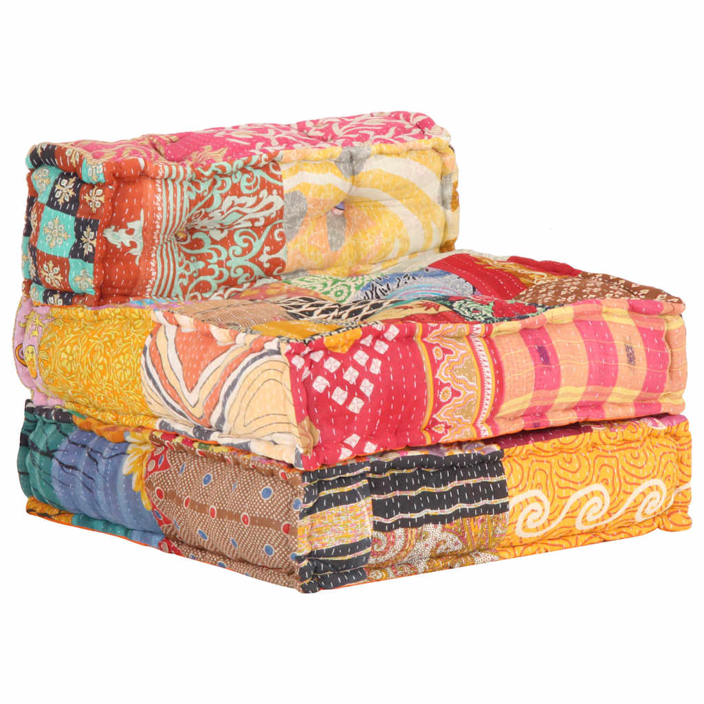 Patchwork Sitzhocker - Modularer Pouf - Sitzpolster - Sitzpouf - 57x67x51 cm