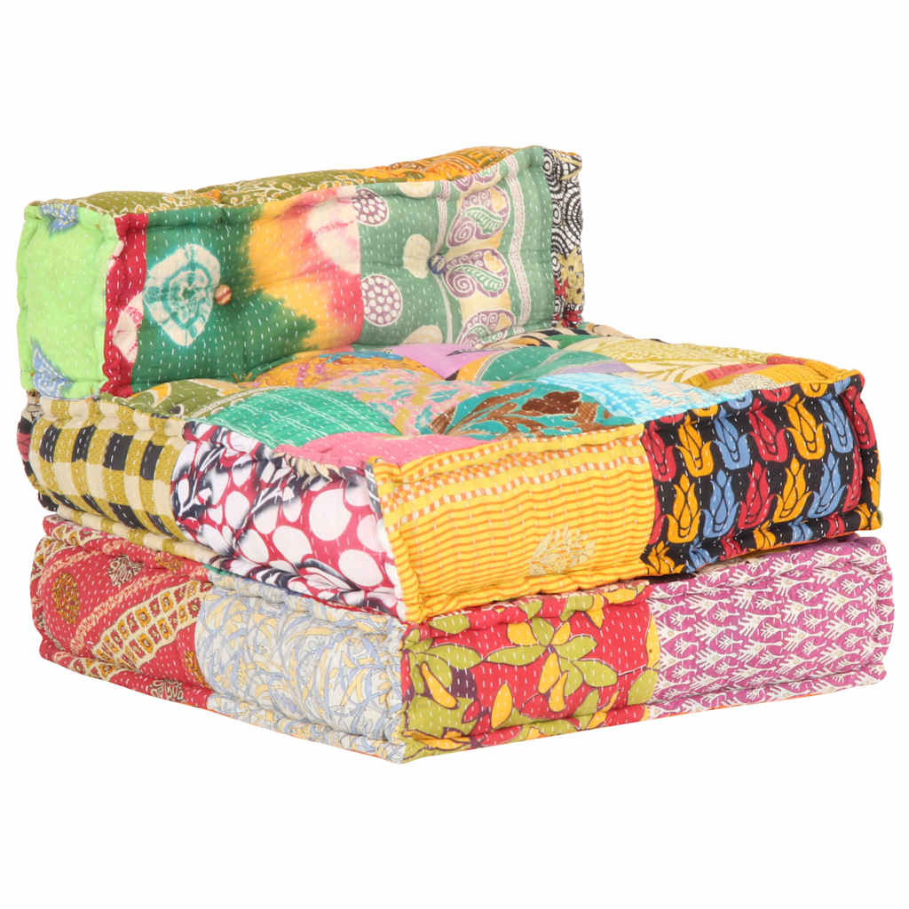 Patchwork Sitzhocker - Modularer Pouf - Sitzpolster - Sitzpouf - 57x67x51 cm