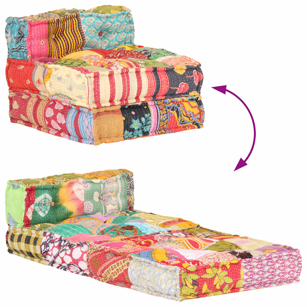 Patchwork Sitzhocker - Modularer Pouf - Sitzpolster - Sitzpouf - 57x67x51 cm