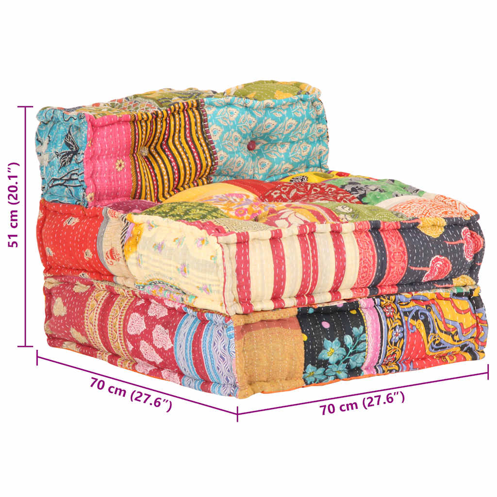 Patchwork Sitzhocker - Modularer Pouf - Sitzpolster - Sitzpouf - 57x67x51 cm