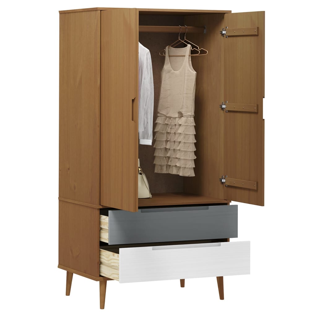 Skandinavischer Kleiderschrank - MOLDE - Schlafzimmerschrank - mit Schubladen