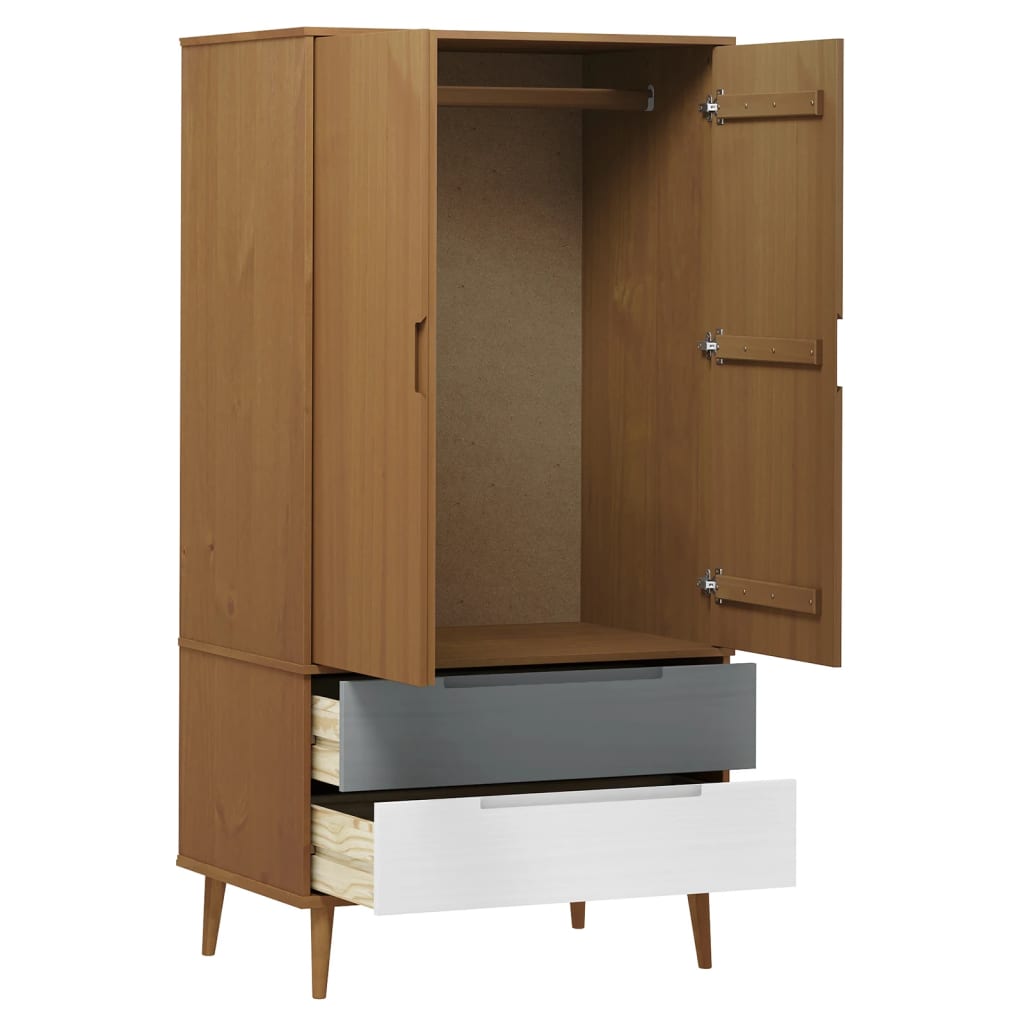 Skandinavischer Kleiderschrank - MOLDE - Schlafzimmerschrank - mit Schubladen