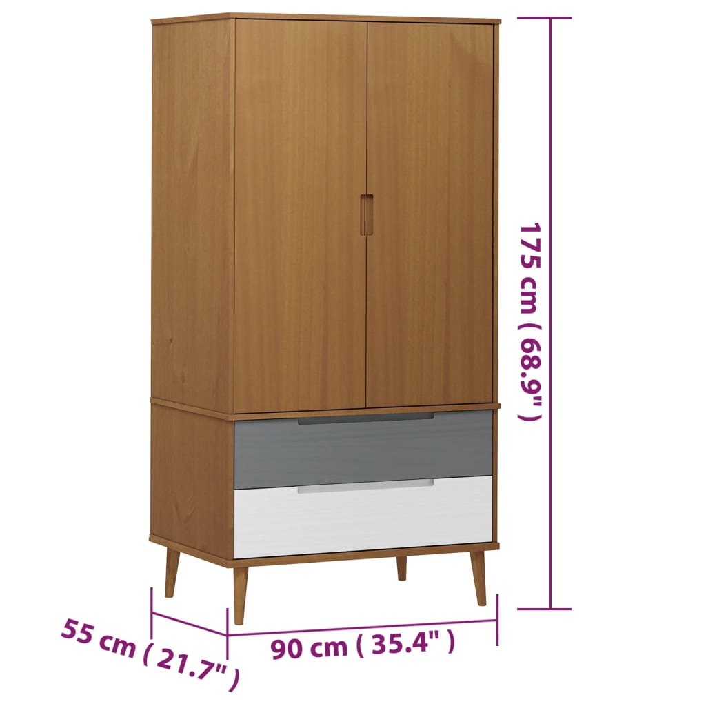 Skandinavischer Kleiderschrank - MOLDE - Schlafzimmerschrank - mit Schubladen