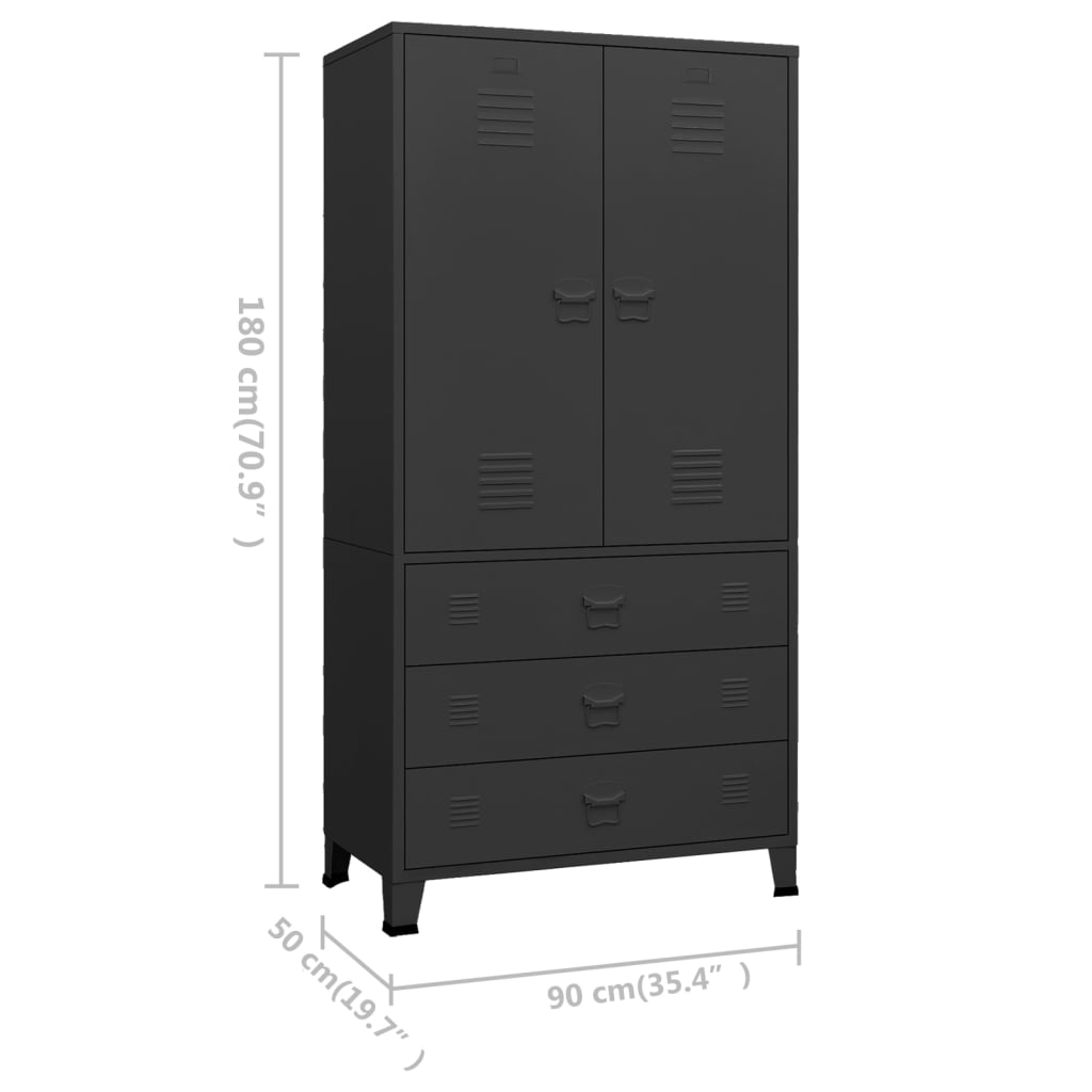 Moderner Metallschrank - Kleiderschrank - Spinddesign - 90 x 50 x 180 cm