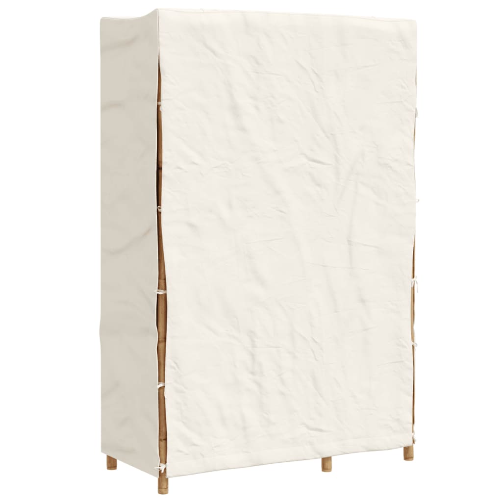Leichter Bambus-Kleiderschrank mit Stoffbezug - Schlafzimmerschrank - Schrank
