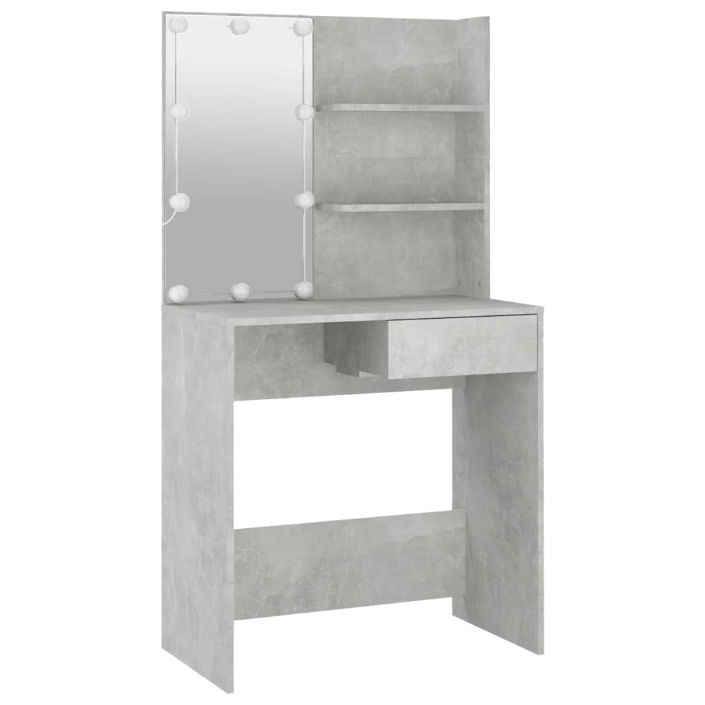 Zeitloses Schminktisch Set mit LED-Spiegel - Sitzbank - Frisiertisch - 74x141 cm