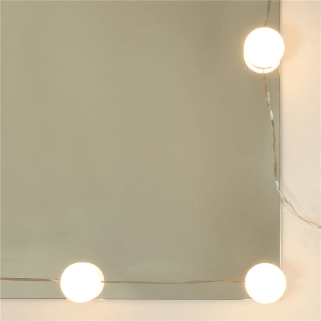 Zeitloses Schminktisch Set mit LED-Spiegel - Sitzbank - Frisiertisch - 74x141 cm
