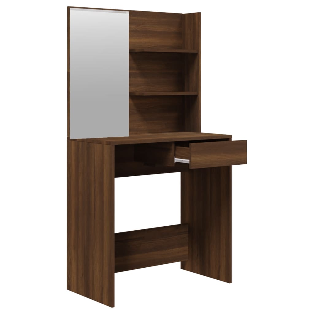 Zeitloses Schminktisch Set mit Spiegel - Sitzbank - Frisiertisch - 74,5x40x141