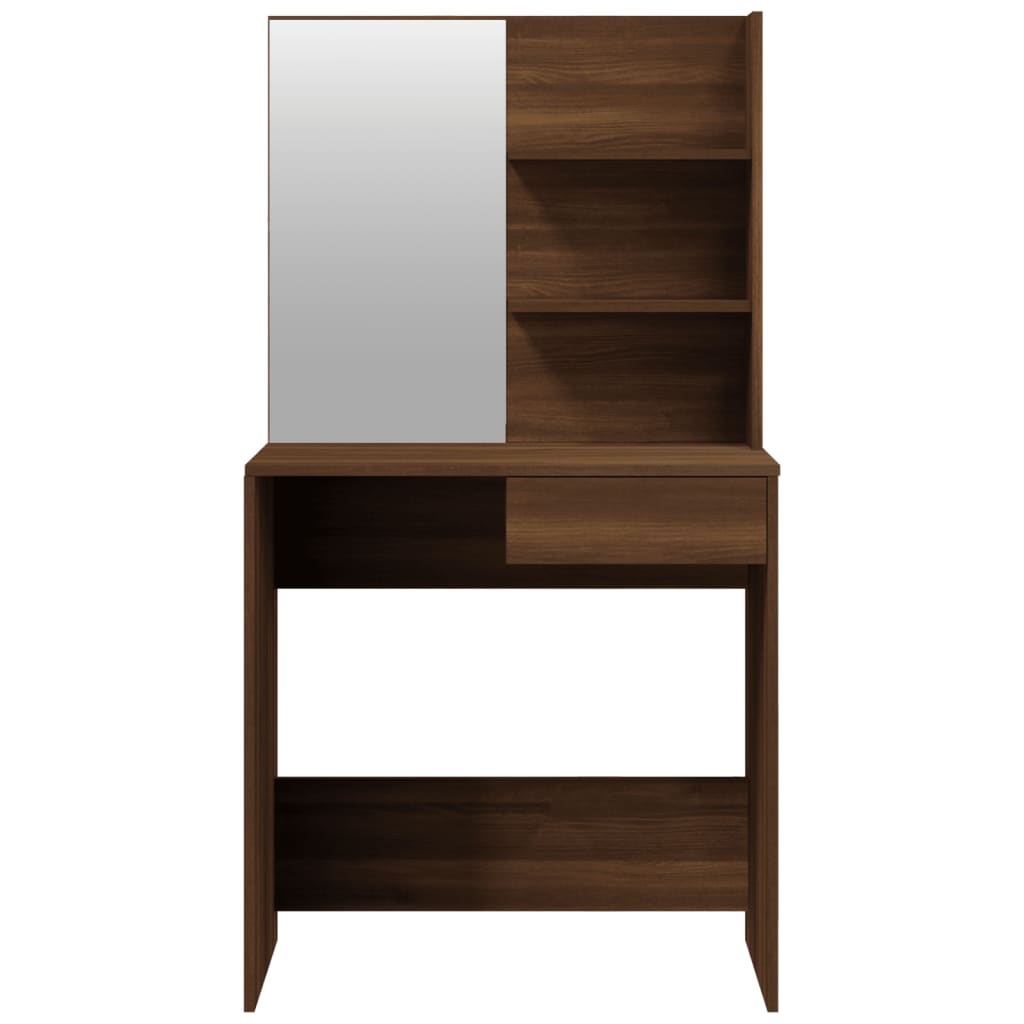 Zeitloses Schminktisch Set mit Spiegel - Sitzbank - Frisiertisch - 74,5x40x141