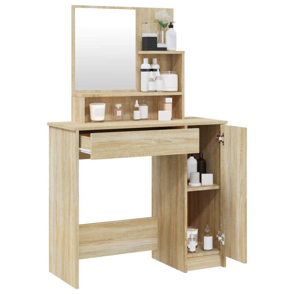 Zeitloser Schminktisch mit Spiegel - Frisiertisch - Kosmetiktisch - 86,5x35x136