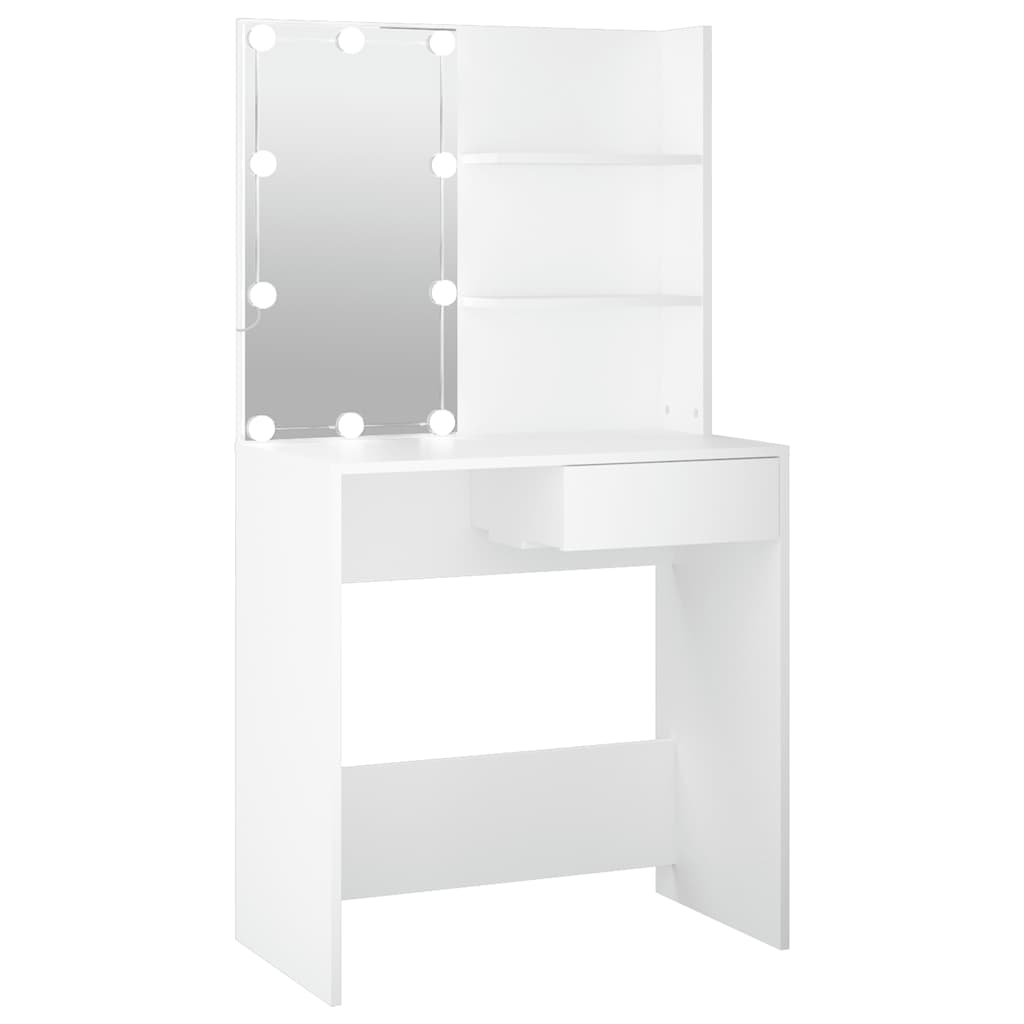 Moderner Schminktisch mit LED-Beleuchtung, Spiegel & Ablageflächen - 74,5x40x141