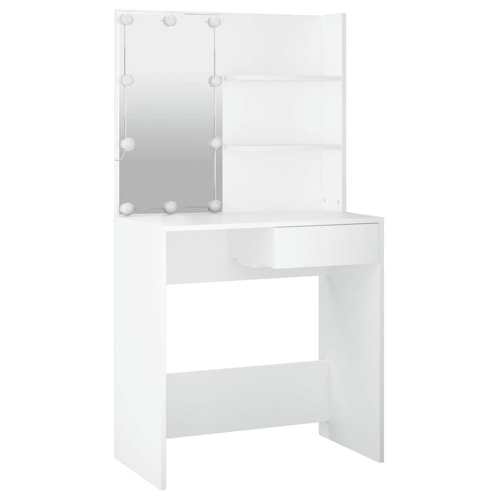 Moderner Schminktisch mit LED-Beleuchtung, Spiegel & Ablageflächen - 74,5x40x141