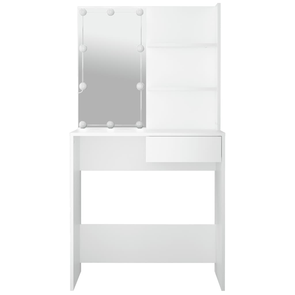 Moderner Schminktisch mit LED-Beleuchtung, Spiegel & Ablageflächen - 74,5x40x141