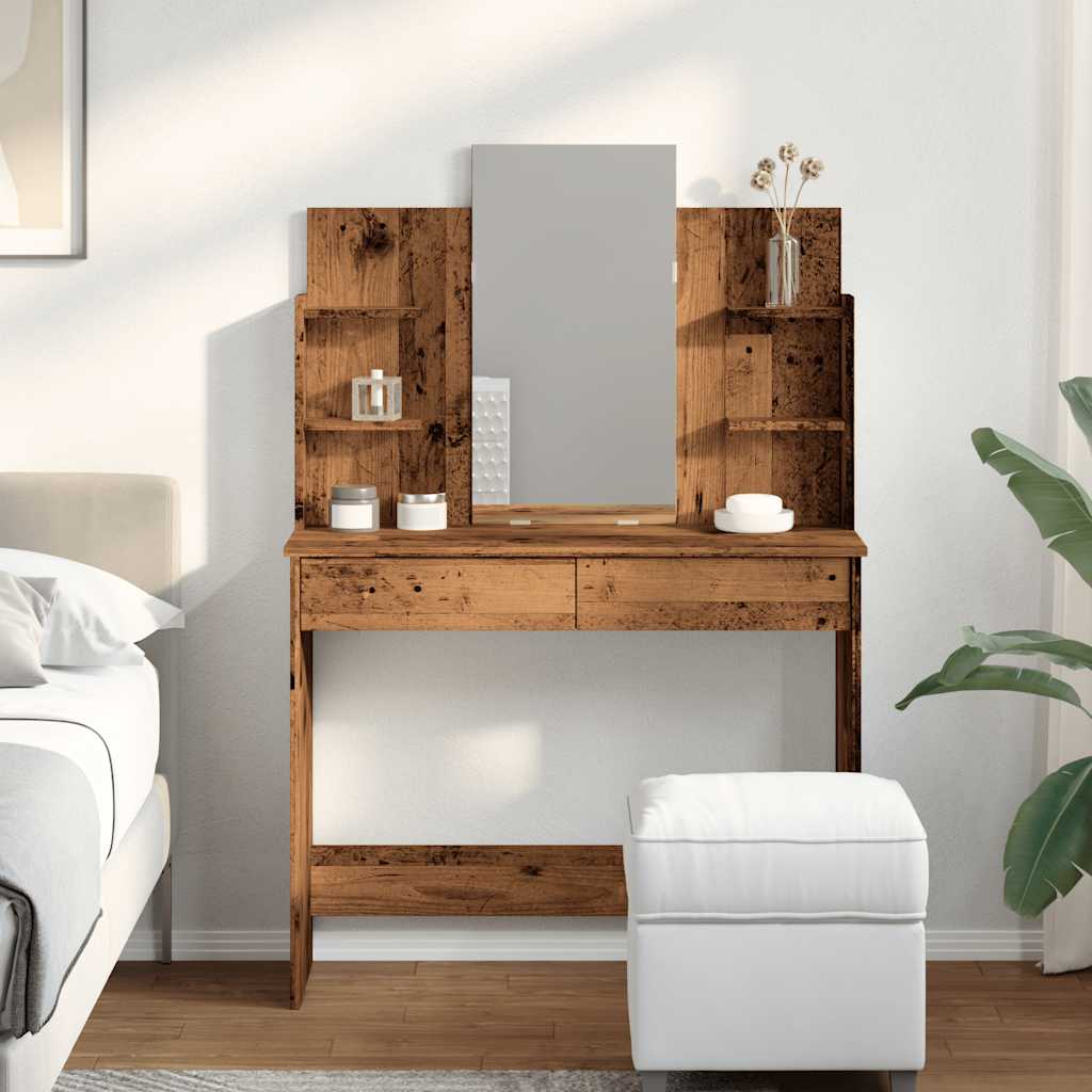 Zeitloser Frisiertisch mit Spiegel & Schubladen - Schminktisch - 96 x 39 x 142cm
