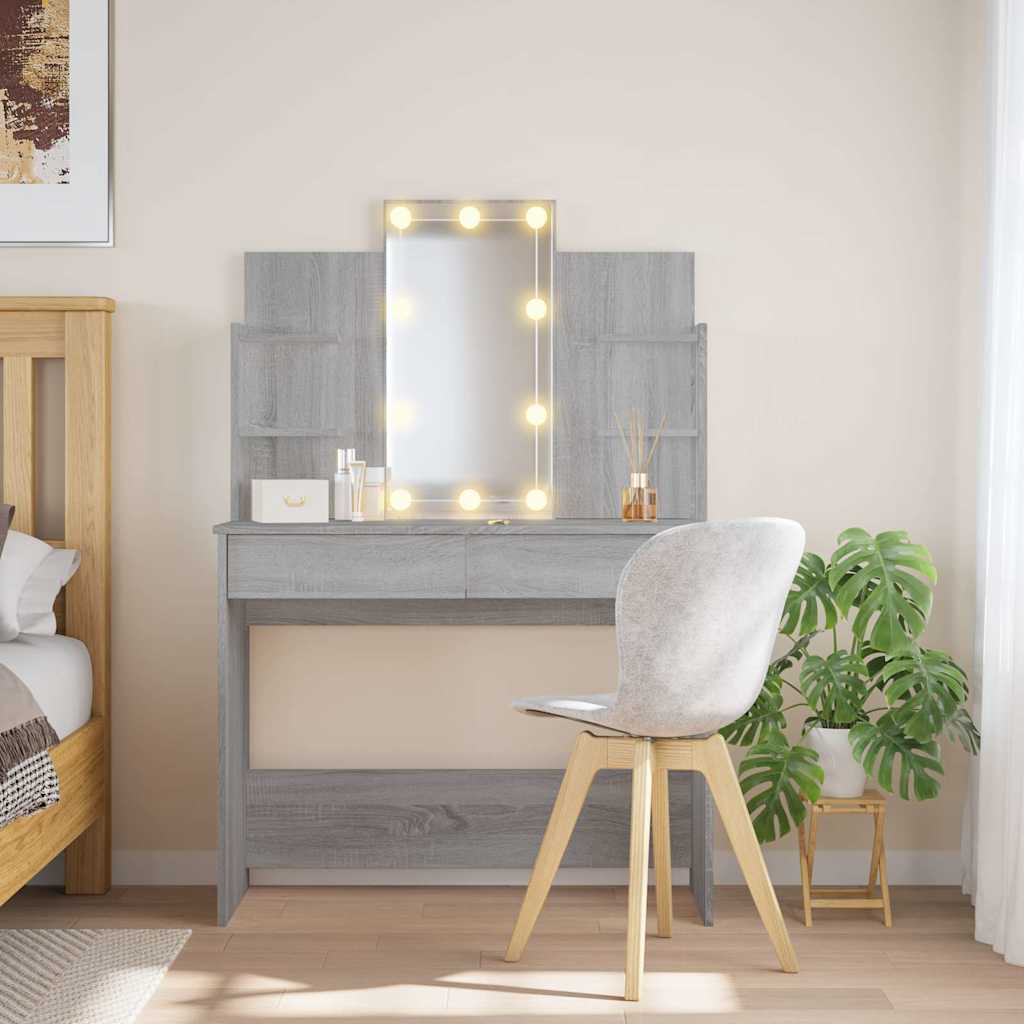 Moderner Schminktisch - mit LED-Spiegel - Schubladen und Ablagen - 96 x 40 cm