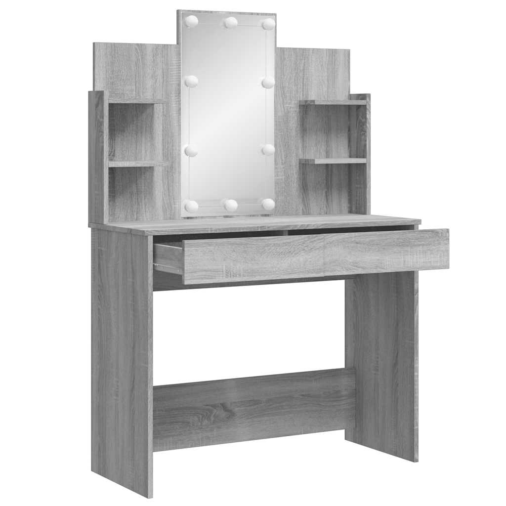 Moderner Schminktisch - mit LED-Spiegel - Schubladen und Ablagen - 96 x 40 cm