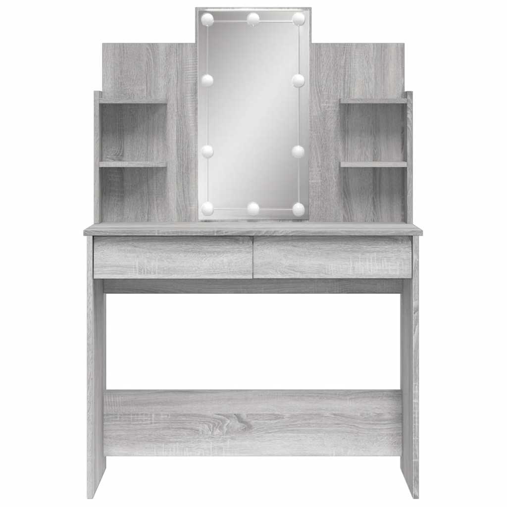 Moderner Schminktisch - mit LED-Spiegel - Schubladen und Ablagen - 96 x 40 cm