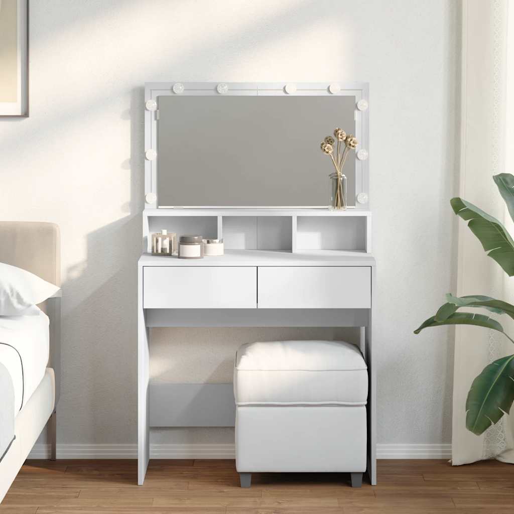 Moderner Schminktisch mit Spiegel - LED-Beleuchtung - Stauraum - 80 x 41 x 134,5