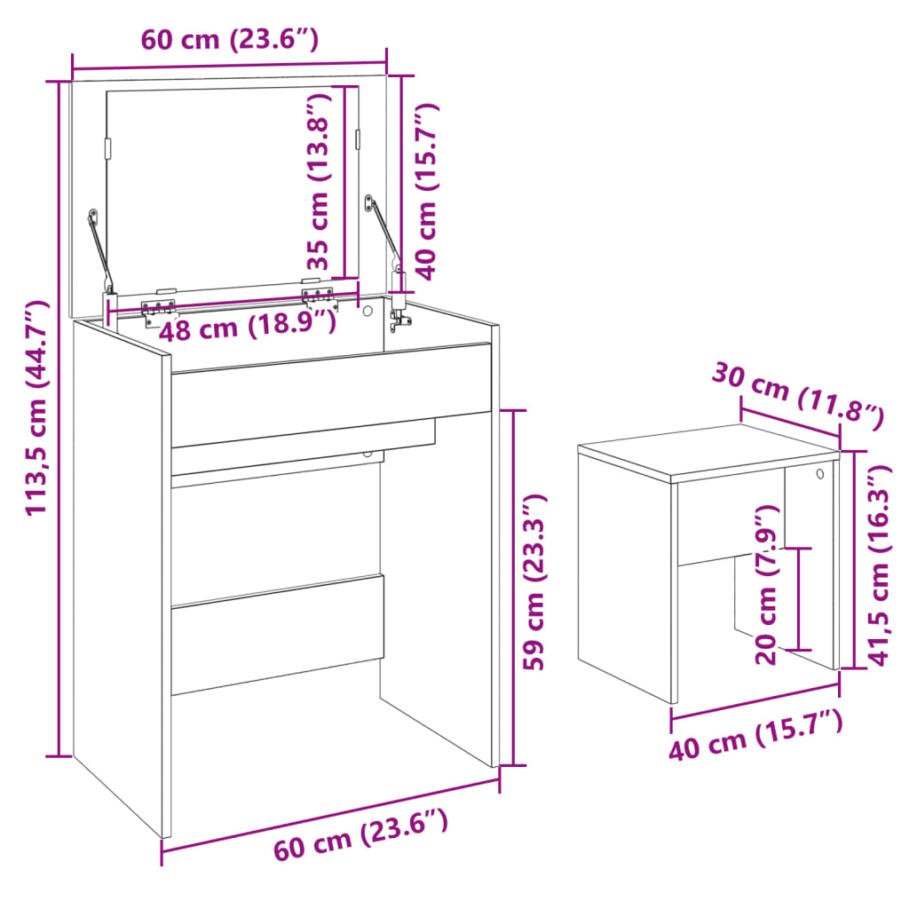 Kleiner Schminktisch - Kosmetiktisch - Frisiertisch - Makeuptisch - mit Sitzbank
