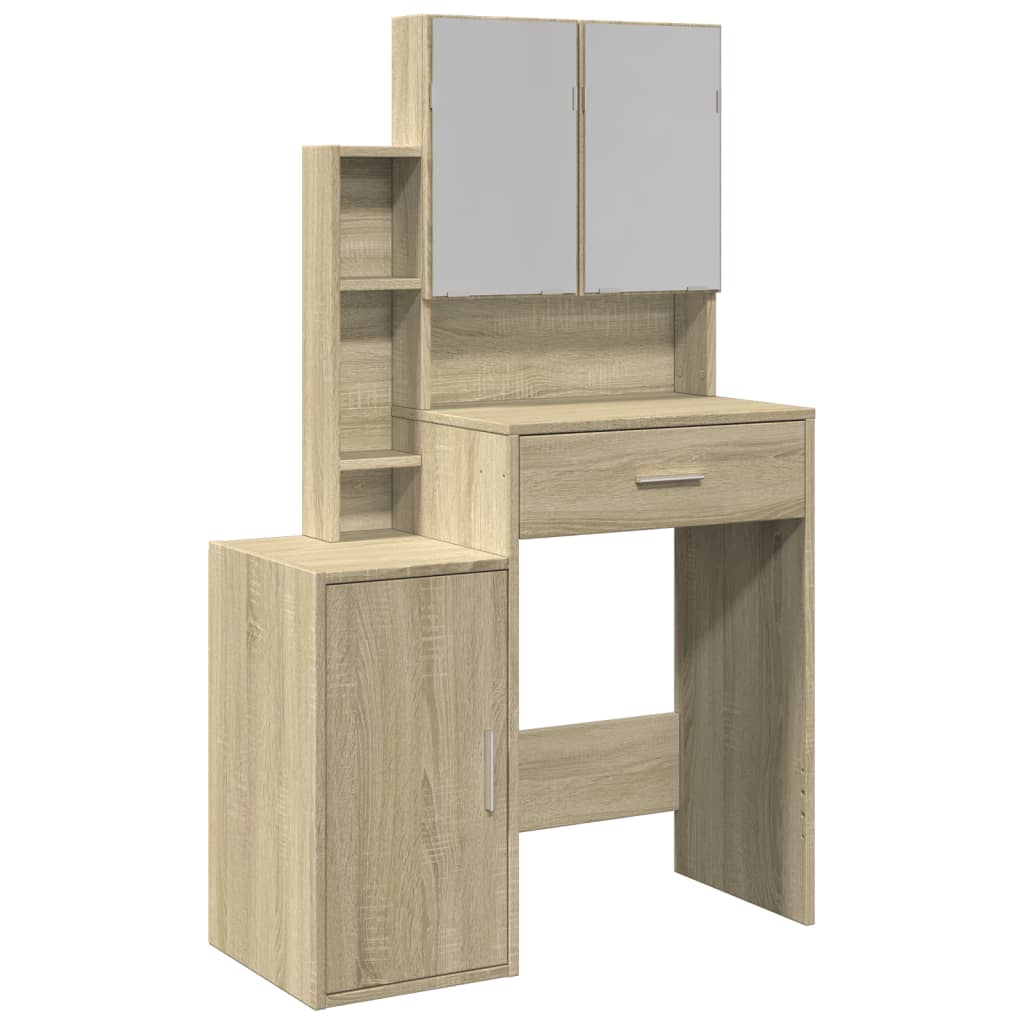 Kompakter Schminktisch mit Spiegel & viel Stauraum - Frisiertisch - 80x35x132 cm