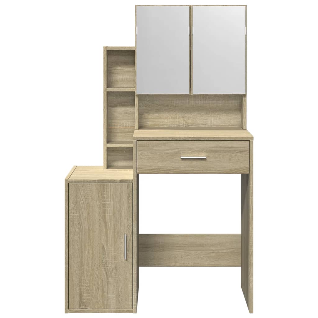 Kompakter Schminktisch mit Spiegel & viel Stauraum - Frisiertisch - 80x35x132 cm