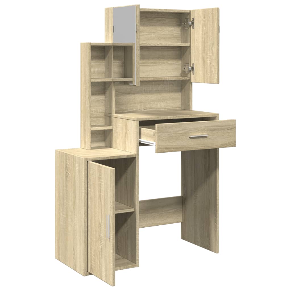 Kompakter Schminktisch mit Spiegel & viel Stauraum - Frisiertisch - 80x35x132 cm