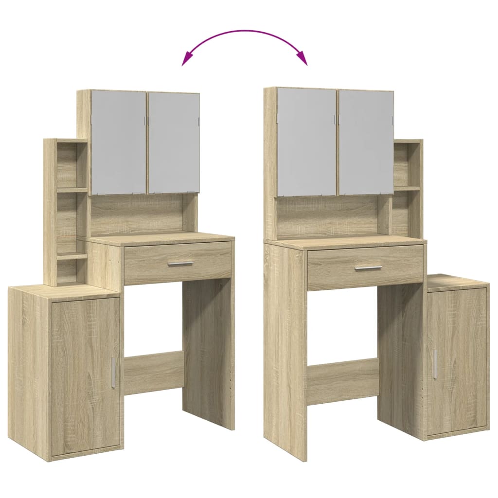 Kompakter Schminktisch mit Spiegel & viel Stauraum - Frisiertisch - 80x35x132 cm