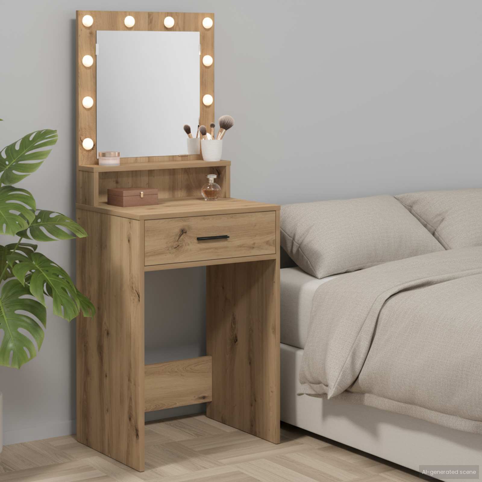 Moderner Schminktisch mit LED - Makeuptisch - Schminkplatz - 50 x 41 x 135 cm
