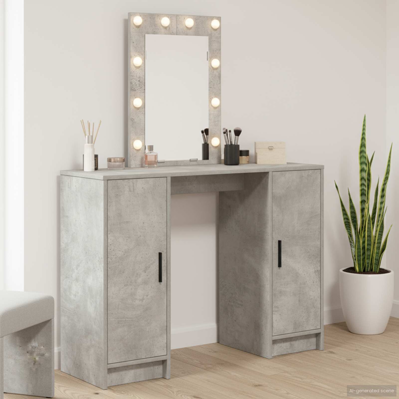 Eleganter Schminktisch mit LED - Makeuptisch - Frisiertisch - 102 x 33 x 135 cm