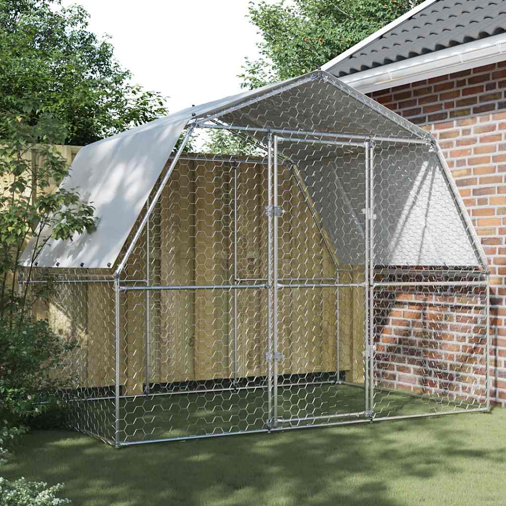 Hühnerkäfig - Außengehege mit Dach - Geflügelgehege - Kleintiergehege - Stahl