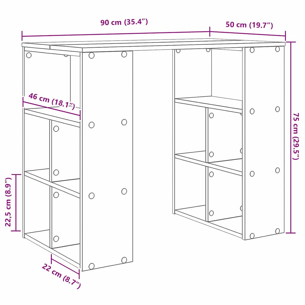 Schreibtisch - Regalschreibtisch - Homeoffice - Computertisch - 90x50x75 cm